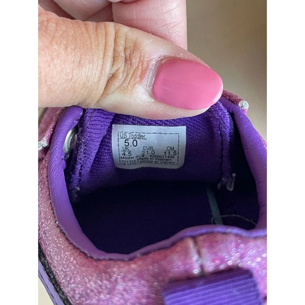 Vans Toddler Girl Old Skool Sneakers Purple‎ Glitter Shoes - Size 5